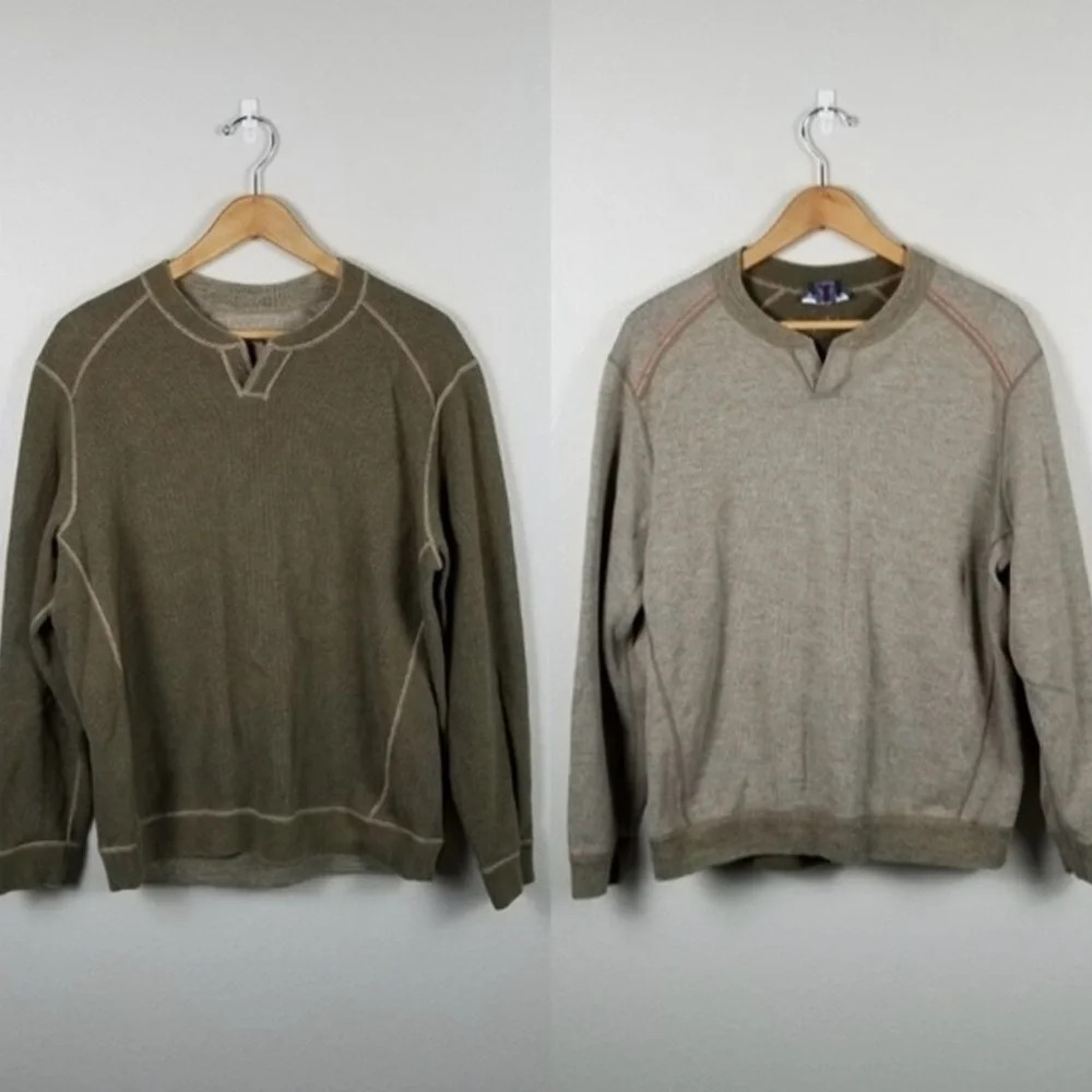 Tommy Bahama Fliprider Abaco Reversible Cotton Sweatshirt Moss Green Size XL